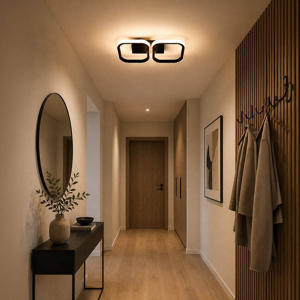 Lampadario LED VERTEX 21W, 2 Quadrati, Lineare, Luce Fredda/Calda/Neutra, Nero Lampadari LED Titolo predefinito Alessandro Design