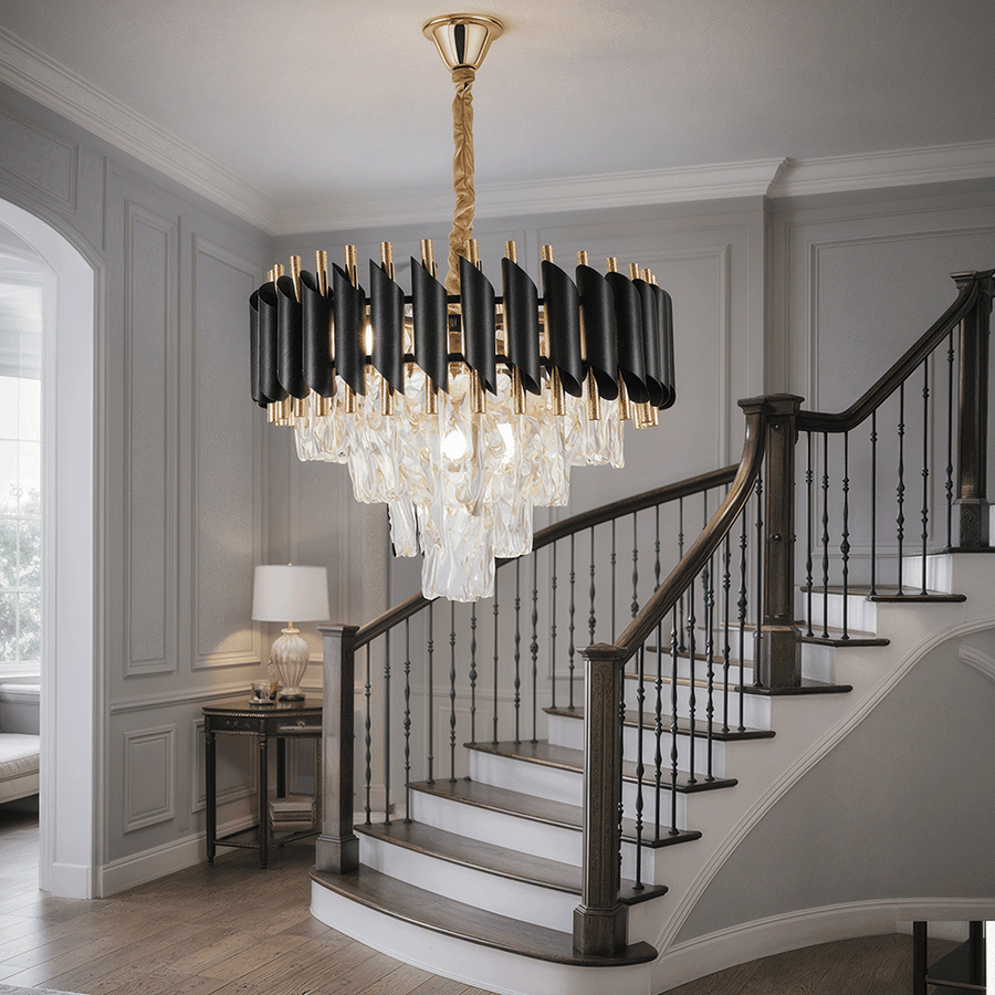 Candelabru Cristal VERSAILLES Nobile 5xE14, Diametru 40cm, Auriu Lucios si Negru Candelabre Cristal Default Title Alessandro Design
