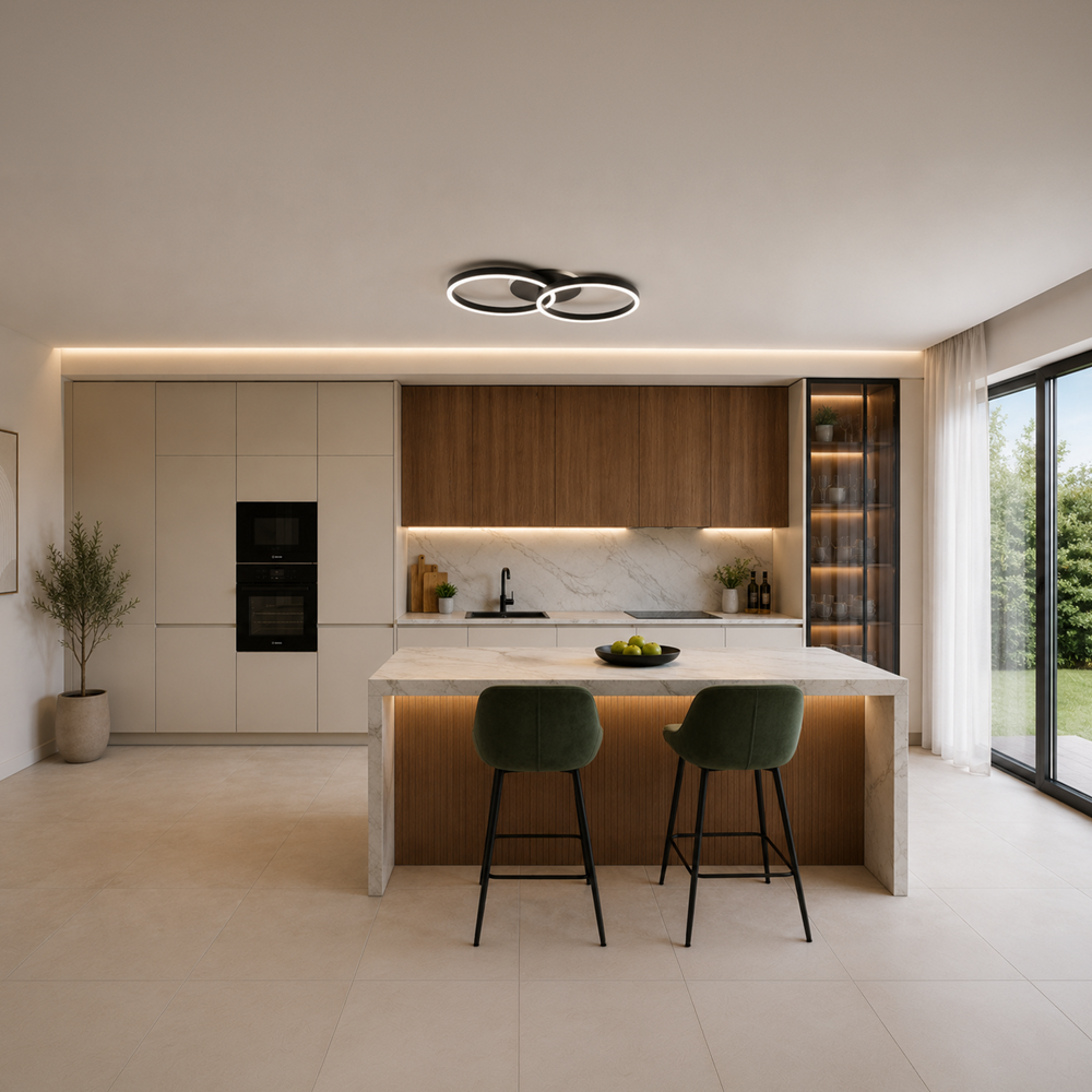 Lampadario LED con telecomando RIGA LILITH 34W, 2 Cerchi, Luce Fredda/Calda/Neutra, Dimmerabile, Nero Lampadari LED con Telecomando Titolo predefinito Alessandro Design