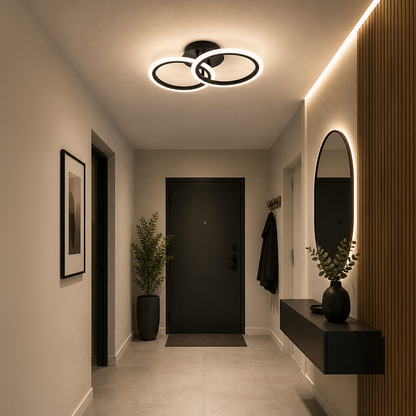 Lampadario LED con telecomando BETTY 27W, 2 Cerchi, Luce Fredda/Calda/Neutra, Dimmerabile, Nero Lampadari LED con Telecomando Titolo predefinito Alessandro Design