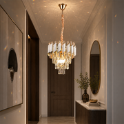 Lampadario di cristallo VERSAILLES Petito 3xE14, diametro 30 cm, oro lucido e bianco, altezza regolabile, metallo e cristallo Lampadari in cristallo Titolo predefinito Alessandro Design