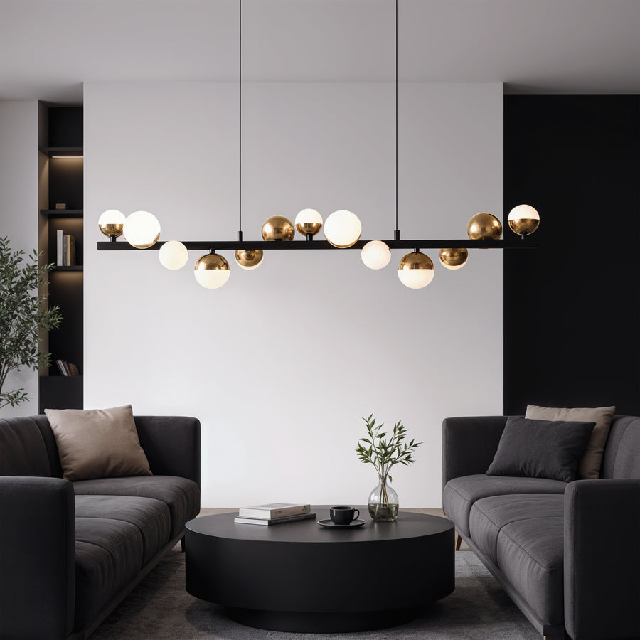 Lampadario a sospensione a LED Aurion 29W in acrilico con telecomando, dimmerabile, lampadari LED in oro nero, metallo e acrilico con telecomando Titolo predefinito Alessandro Design