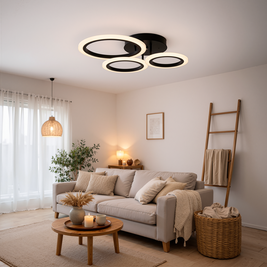 Lustra LED cu telecomanda BETTY 40W, 3 Cercuri, lumina Rece/Calda/Neutra, Dimabila, Negru Lustre LED cu Telecomanda Default Title Alessandro Design