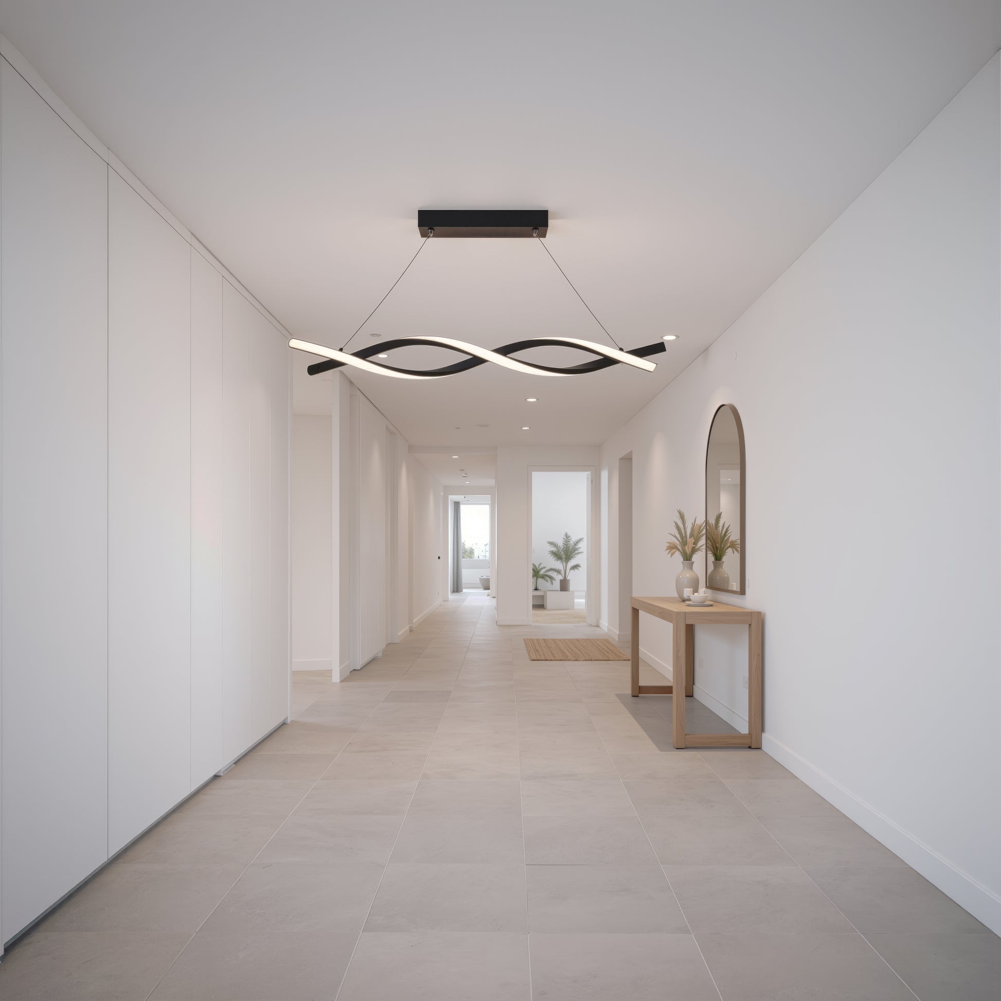 Lampadario LED a Sospensione con Telecomando, FLUX, 27W, 116cm, Luce Fredda/Calda/Neutra 3000K/4000K/6000K, Dimmerabile, Nero, Altezza Regolabile, Metallo e Silicone Lampadari Moderni Titolo predefinito Alessandro Design