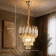 Lampadario di cristallo VERSAILLES Petito 3xE14, diametro 30 cm, oro lucido e bianco, altezza regolabile, metallo e cristallo Lampadari in cristallo Titolo predefinito Alessandro Design