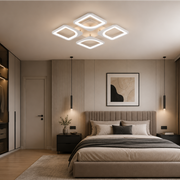 Lampadario a LED con telecomando ZOE 53W, 4 Quadrati, Luce Fredda/Calda/Neutra, Dimmerabile, Lampadario a LED Bianco con telecomando Titolo predefinito Alessandro Design