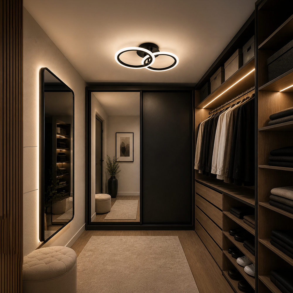 Lampadario LED con telecomando BETTY 27W, 2 Cerchi, Luce Fredda/Calda/Neutra, Dimmerabile, Nero Lampadari LED con Telecomando Titolo predefinito Alessandro Design