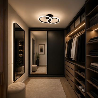 Lampadario LED con telecomando BETTY 27W, 2 Cerchi, Luce Fredda/Calda/Neutra, Dimmerabile, Nero Lampadari LED con Telecomando Titolo predefinito Alessandro Design