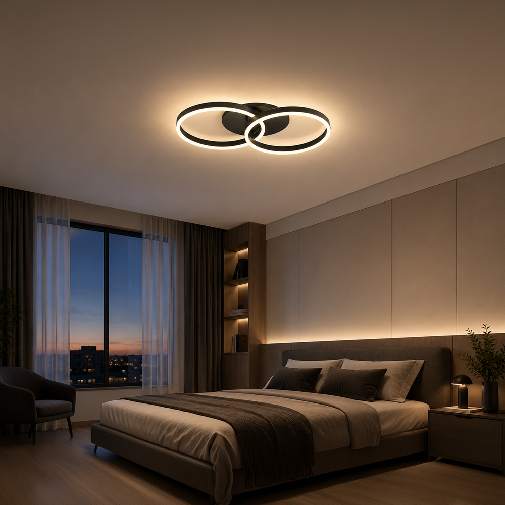 Lampadario LED con telecomando RIGA LILITH 34W, 2 Cerchi, Luce Fredda/Calda/Neutra, Dimmerabile, Nero Lampadari LED con Telecomando Titolo predefinito Alessandro Design