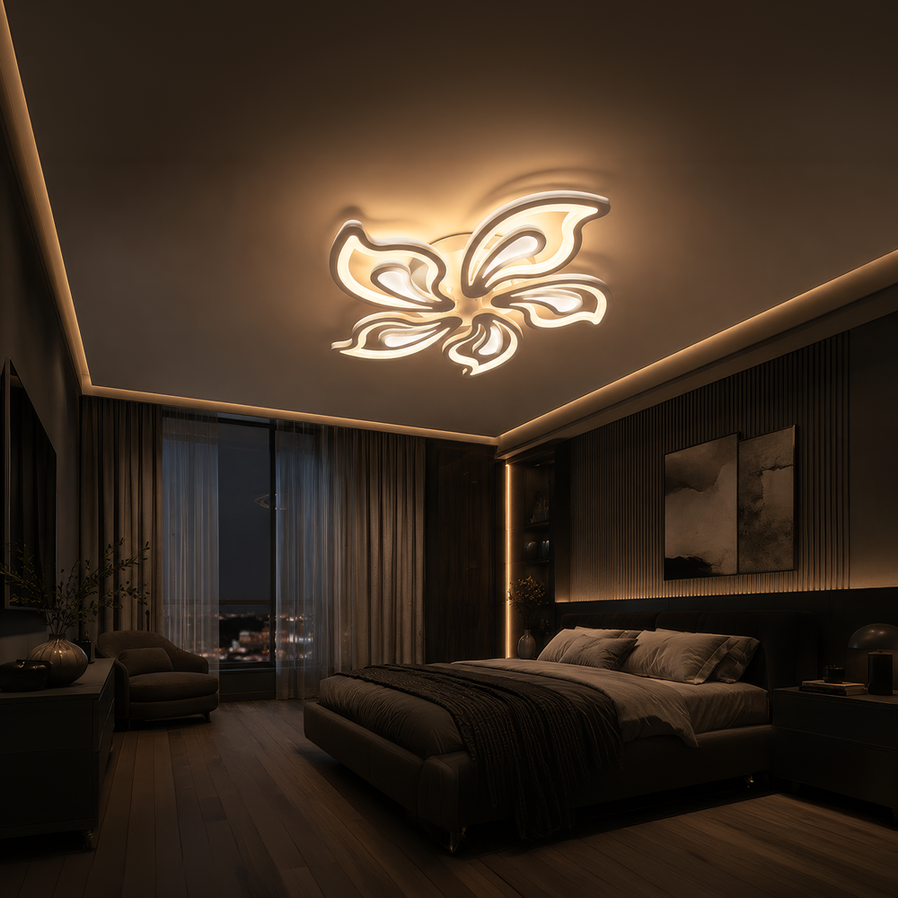 Lampadario a LED con telecomando GLORIOSA 95W, 5 Petali, Luce Fredda/Calda/Neutra, Dimmerabile, Lampadario a LED Bianco con telecomando Titolo predefinito Alessandro Design