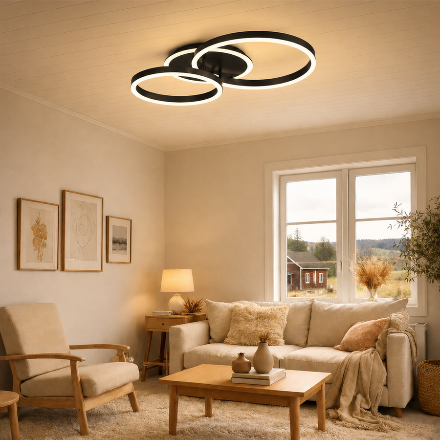 Lampadario LED con telecomando RINOVA 66W, 2 Cerchi, Luce Fredda/Calda/Neutra, Dimmerabile, Nero Lampadari LED con Telecomando Titolo predefinito Alessandro Design