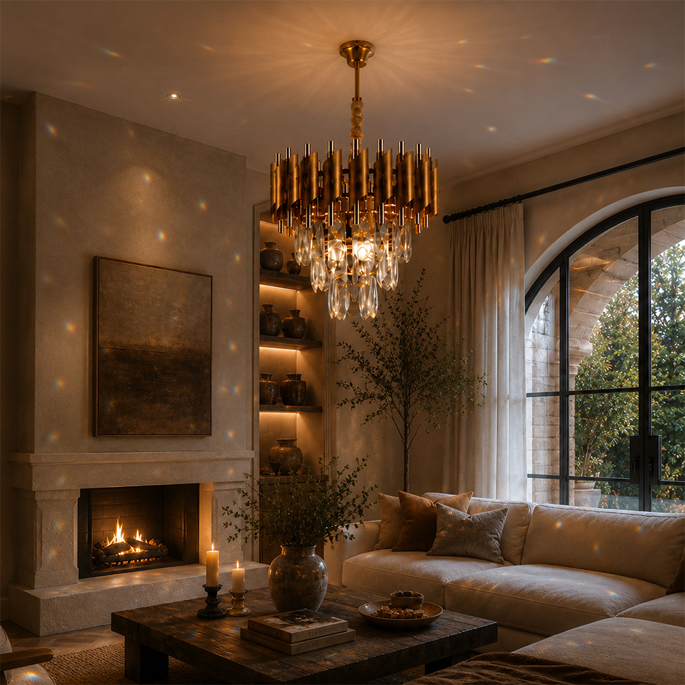 Lampadario in cristallo VERSAILLES Petito 3xE14, diametro 30 cm, oro, altezza regolabile, metallo e cristallo Lampadari in cristallo Titolo predefinito Alessandro Design