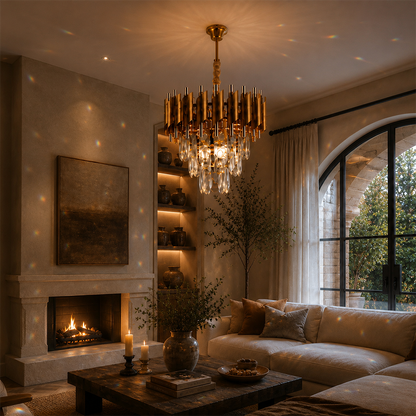 Lampadario in cristallo VERSAILLES Petito 3xE14, diametro 30 cm, oro, altezza regolabile, metallo e cristallo Lampadari in cristallo Titolo predefinito Alessandro Design