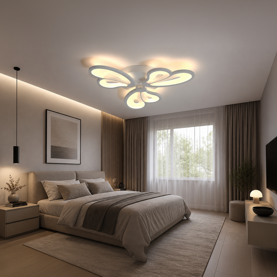 Lampadario a LED con telecomando BLOSSOM 40W, 3 Petali, Luce Fredda/Calda/Neutra, Dimmerabile, Lampadario a LED Bianco con telecomando Titolo predefinito Alessandro Design