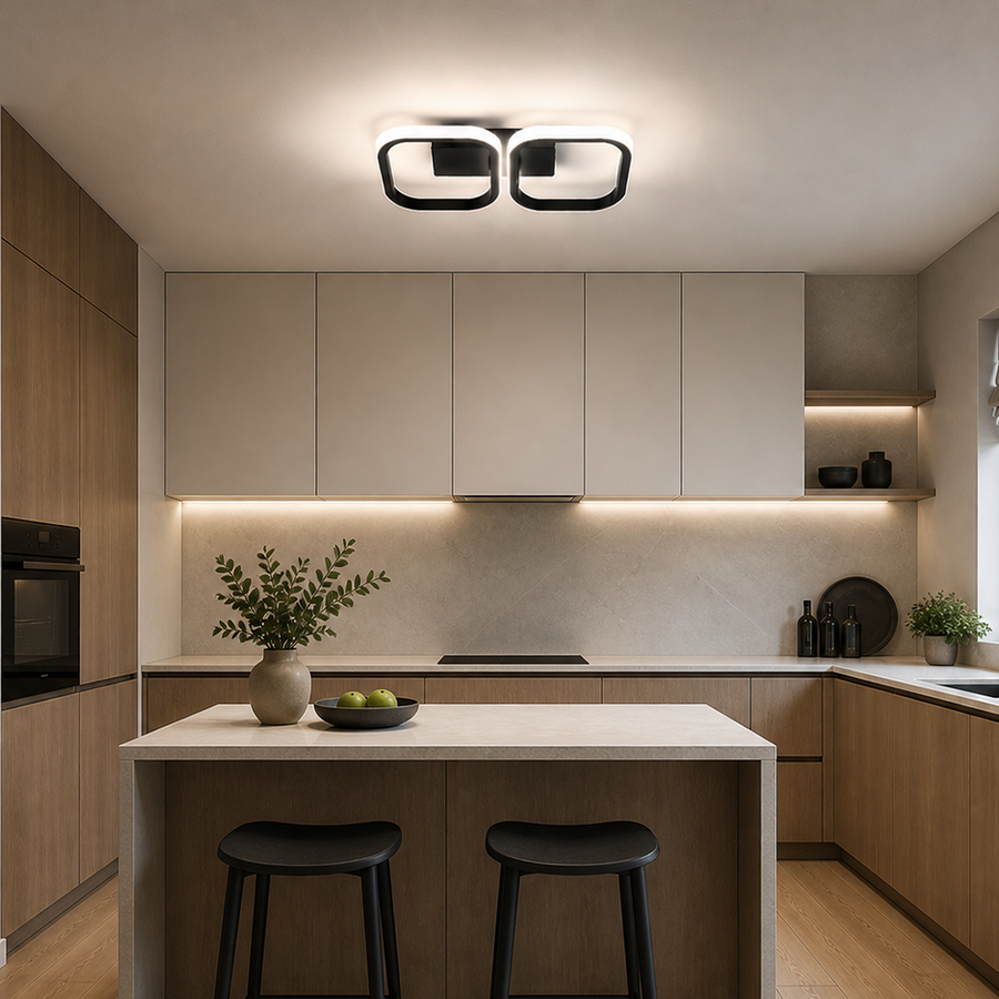 Lampadario LED VERTEX 21W, 2 Quadrati, Lineare, Luce Fredda/Calda/Neutra, Nero Lampadari LED Titolo predefinito Alessandro Design