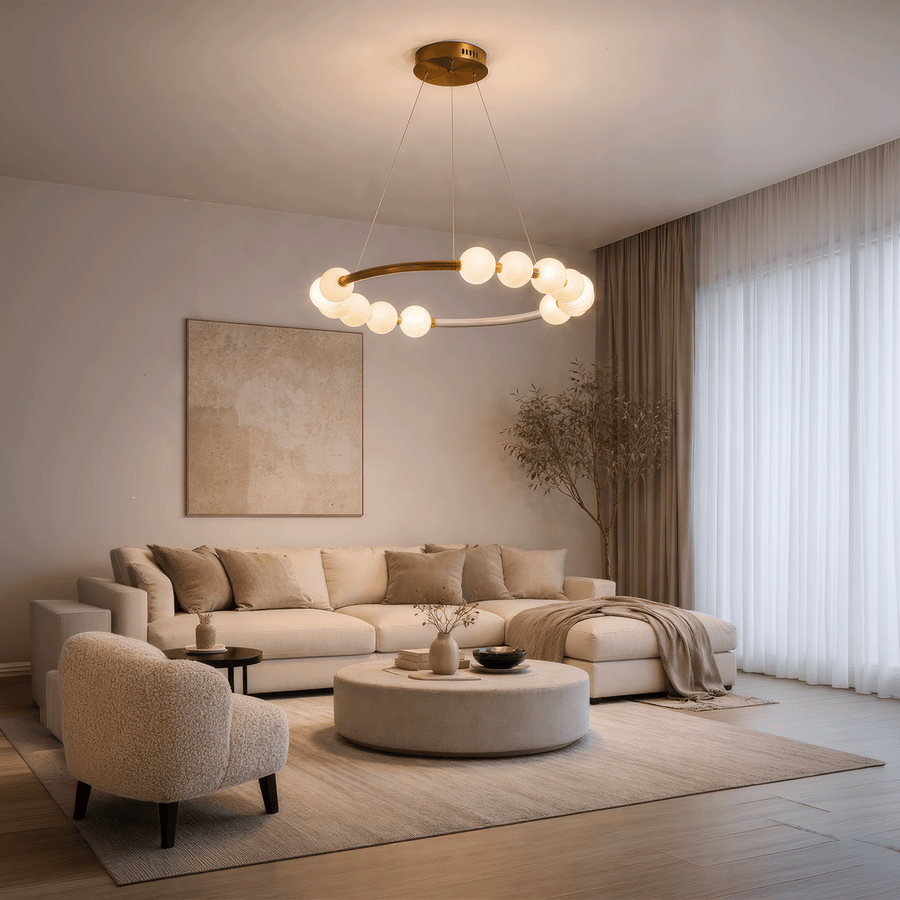 Lampada a Sospensione LED in Acrilico Nova 57W con Telecomando, Dimmerabile, 3000K/4000K/6000K, Lampadari LED in Oro, Metallo e Acrilico con Telecomando Titolo predefinito Alessandro Design