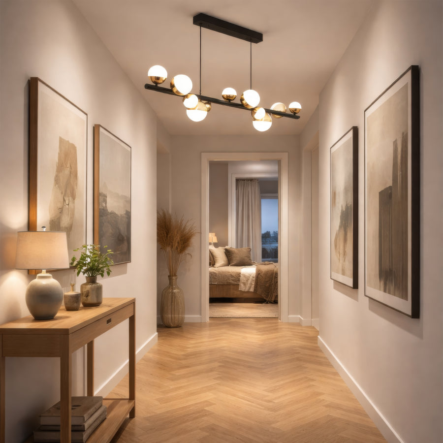 Lampadario a sospensione a LED Aurion 29W in acrilico con telecomando, dimmerabile, lampadari LED in oro nero, metallo e acrilico con telecomando Titolo predefinito Alessandro Design
