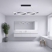 Lampadario LED a Sospensione con Telecomando, FLUX, 27W, 116cm, Luce Fredda/Calda/Neutra 3000K/4000K/6000K, Dimmerabile, Nero, Altezza Regolabile, Metallo e Silicone Lampadari Moderni Titolo predefinito Alessandro Design