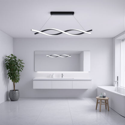 Lampadario LED a Sospensione con Telecomando, FLUX, 27W, 116cm, Luce Fredda/Calda/Neutra 3000K/4000K/6000K, Dimmerabile, Nero, Altezza Regolabile, Metallo e Silicone Lampadari Moderni Titolo predefinito Alessandro Design