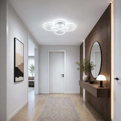 Lampadario a LED con telecomando BETTY 82W, 6 Cerchi, Luce Fredda/Calda/Neutra, Dimmerabile, Lampadario a LED Bianco con telecomando Titolo predefinito Alessandro Design