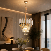 Lampadario di cristallo VERSAILLES Petito 3xE14, diametro 30 cm, oro lucido e bianco, altezza regolabile, metallo e cristallo Lampadari in cristallo Titolo predefinito Alessandro Design