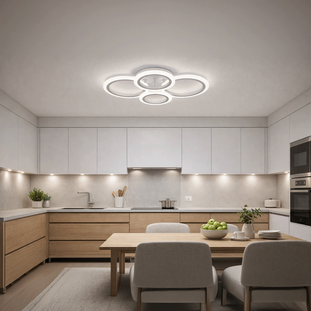 Lustra LED cu telecomanda BETTY 43W, 4 Cercuri, lumina Rece/Calda/Neutra, Dimabila, Alb Lustre LED cu Telecomanda Default Title Alessandro Design