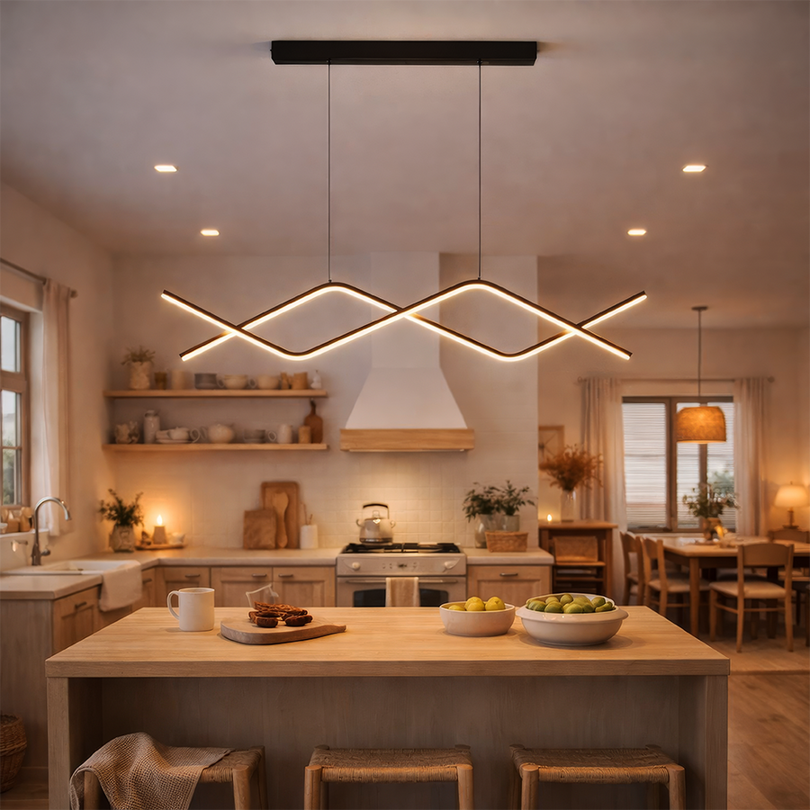 Lampadario LED a Sospensione con Telecomando ZIGZAG 27W, Luce Fredda/Calda/Neutra, Dimmerabile, Nero, Lampadari LED con Telecomando Titolo predefinito Alessandro Design