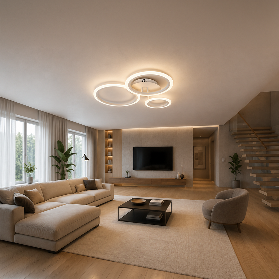 Lampadario LED con Telecomando BETTY 40W, 3 Cerchi, Luce Fredda/Calda/Neutra, Dimmerabile, Bianco, Metallo e Acrilico Lampadari LED con Telecomando Titolo predefinito Alessandro Design