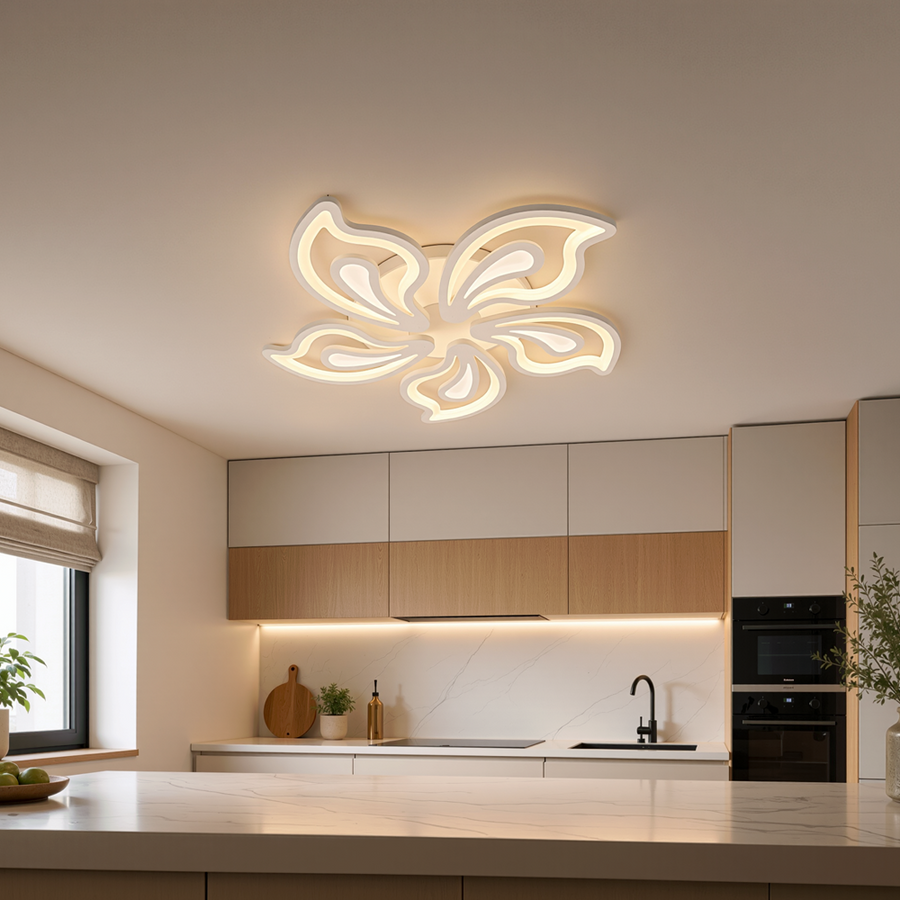 Lampadario a LED con telecomando GLORIOSA 95W, 5 Petali, Luce Fredda/Calda/Neutra, Dimmerabile, Lampadario a LED Bianco con telecomando Titolo predefinito Alessandro Design