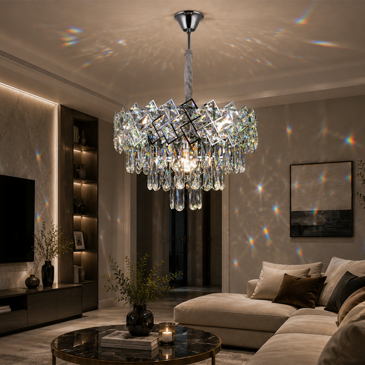Lampadario in Cristallo WINDSOR Nobile 5xE14, Diametro 39cm, Cromo Lucido, Altezza Regolabile Lampadari in Cristallo Titolo predefinito Alessandro Design
