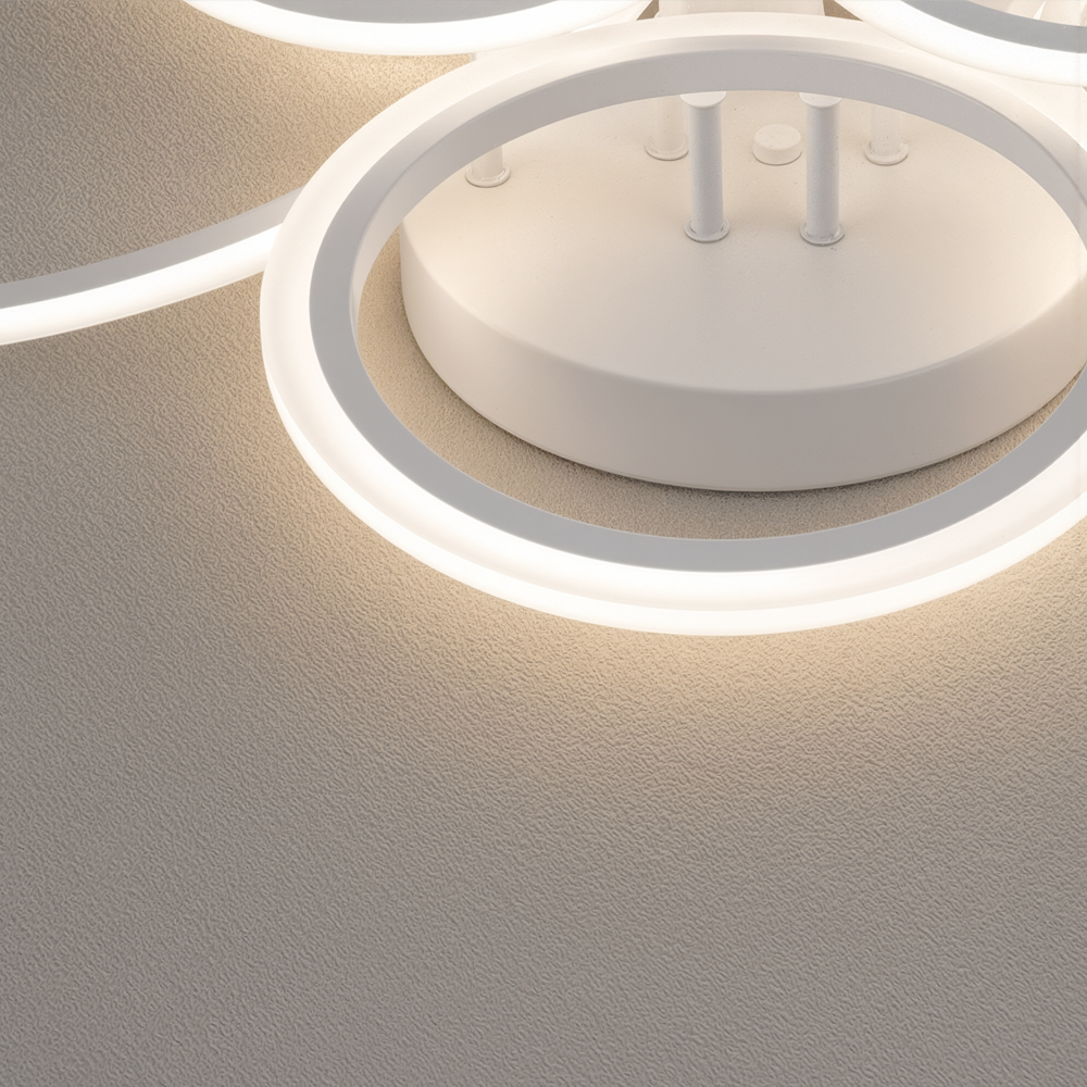 Lampadario a LED con telecomando BETTY 82W, 6 Cerchi, Luce Fredda/Calda/Neutra, Dimmerabile, Lampadario a LED Bianco con telecomando Titolo predefinito Alessandro Design