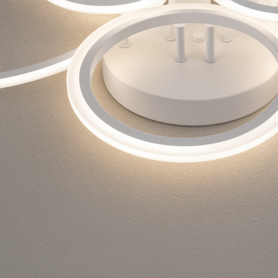 Lampadario a LED con telecomando BETTY 82W, 6 Cerchi, Luce Fredda/Calda/Neutra, Dimmerabile, Lampadario a LED Bianco con telecomando Titolo predefinito Alessandro Design