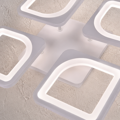 Lampadario a LED con telecomando ZOE 53W, 4 Quadrati, Luce Fredda/Calda/Neutra, Dimmerabile, Lampadario a LED Bianco con telecomando Titolo predefinito Alessandro Design