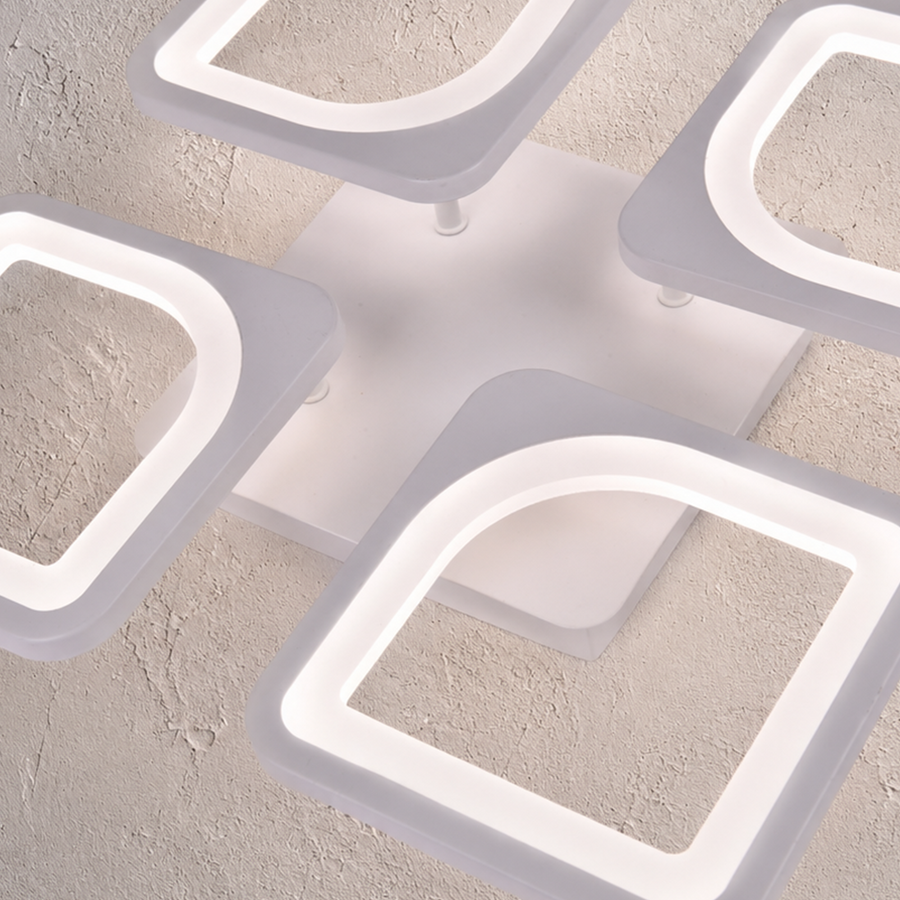 Lampadario a LED con telecomando ZOE 53W, 4 Quadrati, Luce Fredda/Calda/Neutra, Dimmerabile, Lampadario a LED Bianco con telecomando Titolo predefinito Alessandro Design