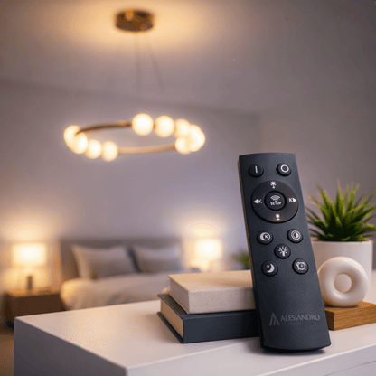 Lampada a Sospensione LED in Acrilico Nova 57W con Telecomando, Dimmerabile, 3000K/4000K/6000K, Lampadari LED in Oro, Metallo e Acrilico con Telecomando Titolo predefinito Alessandro Design