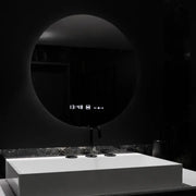 Specchio rotondo a LED, 70 cm, Serenite MotionGlow Marcello, sistema antiappannamento, orologio e termometro, specchi dimmerabili Marcello Titolo predefinito Alessandro Design