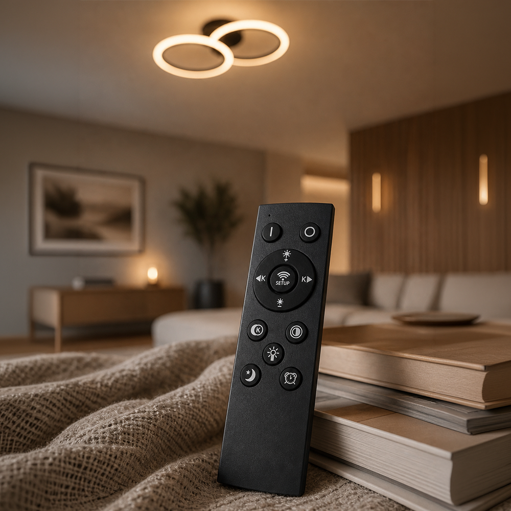 Lampadario LED con telecomando BETTY 27W, 2 Cerchi, Luce Fredda/Calda/Neutra, Dimmerabile, Nero Lampadari LED con Telecomando Titolo predefinito Alessandro Design