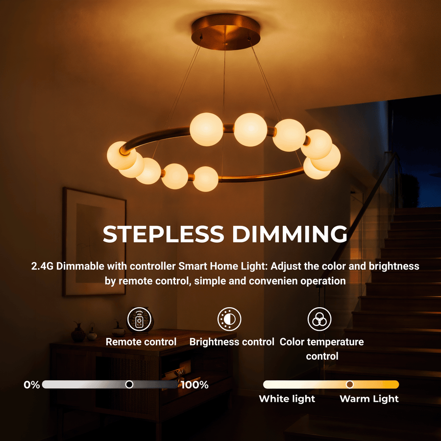 Lampada a Sospensione LED in Acrilico Nova 57W con Telecomando, Dimmerabile, 3000K/4000K/6000K, Lampadari LED in Oro, Metallo e Acrilico con Telecomando Titolo predefinito Alessandro Design