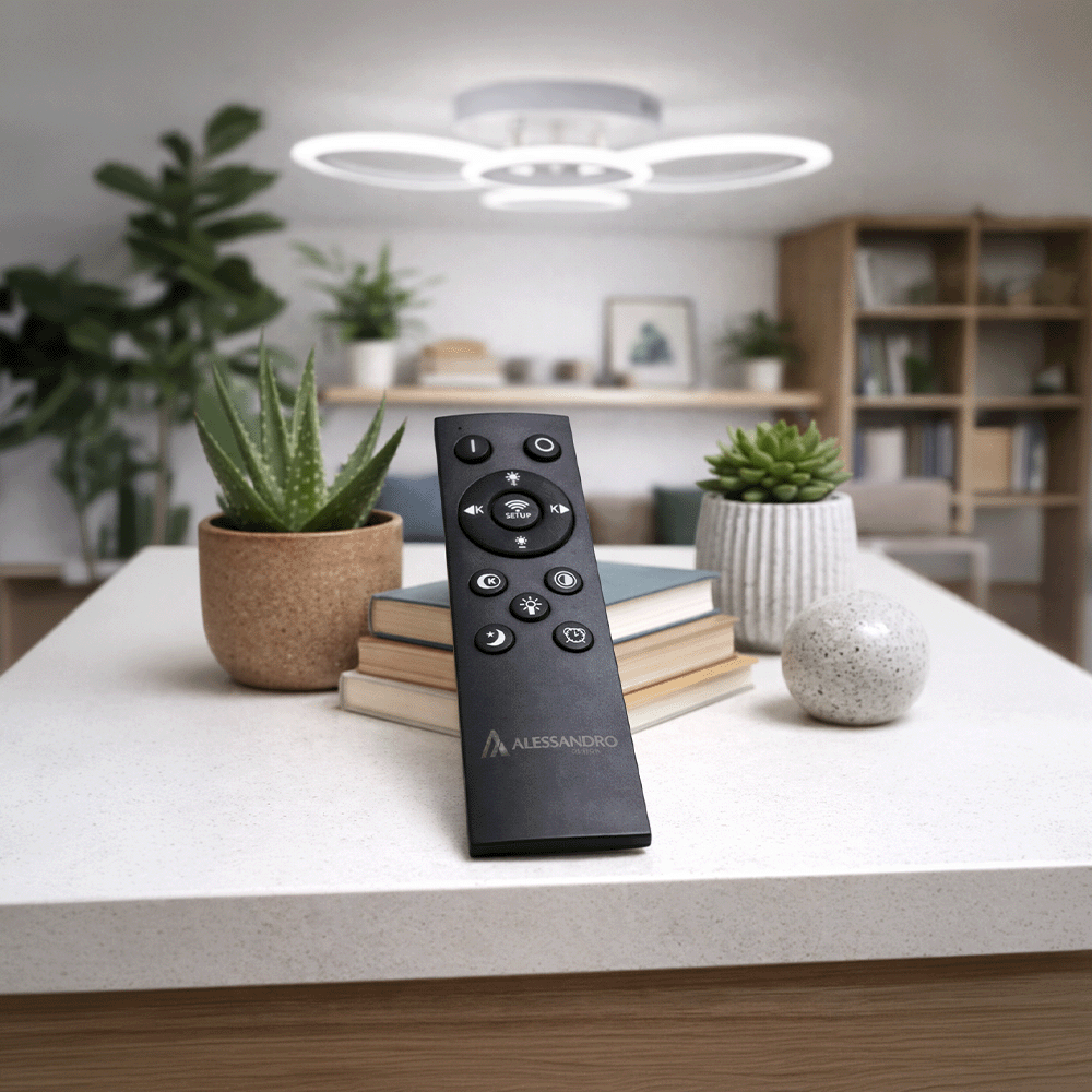 Lustra LED cu telecomanda BETTY 43W, 4 Cercuri, lumina Rece/Calda/Neutra, Dimabila, Alb Lustre LED cu Telecomanda Default Title Alessandro Design