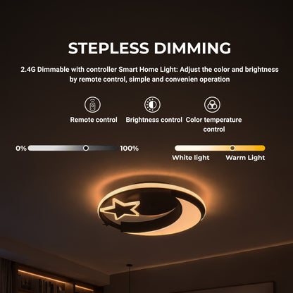 Lampadario a LED con telecomando ALYONA 44W, Luna e Stella, Luce Fredda/Calda/Neutra, Dimmerabile, Nero Lampadario a LED con telecomando Titolo predefinito Alessandro Design