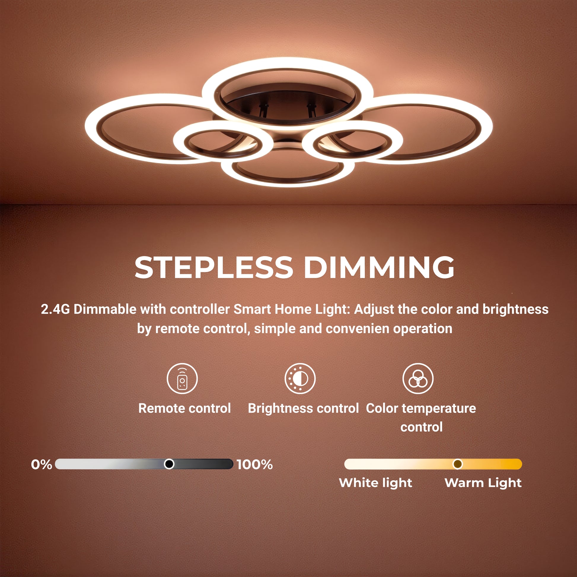 Lampadario LED con Telecomando BETTY 82W, 6 Cerchi, Luce Fredda/Calda/Neutra, Dimmerabile, Lampadari LED Neri con Telecomando Titolo predefinito Alessandro Design