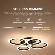 Lampadario LED con telecomando BETTY 41W, 4 Cerchi, Luce Fredda/Calda/Neutra/RGB, Dimmerabile, Nero Lampadari LED con Telecomando Titolo predefinito Alessandro Design