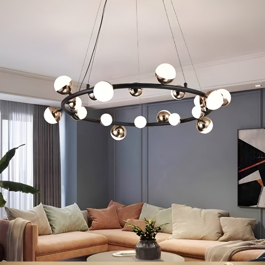 Lampadario LED a sospensione Estella in acrilico con telecomando, 30W, dimmerabile, 3000K/4000K/6000K, Lampadari LED in oro, metallo e acrilico con telecomando Titolo predefinito Alessandro Design