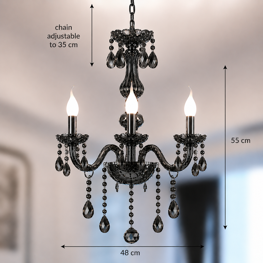 Lampadario in Cristallo AUGUST Eleganza, 3xE14, Diametro 48cm, Argento, Altezza Regolabile Lampadari Classici Titolo predefinito Alessandro Design