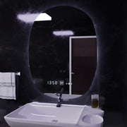 Specchio ovale LED, 60x80cm, sensore Ranya Marcello MotionGlow, sistema antiappannamento, orologio e termometro, specchi Dimabila Marcello Titolo predefinito Alessandro Design