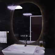 Specchio ovale LED, 60x80cm, sensore Ranya Marcello MotionGlow, sistema antiappannamento, orologio e termometro, specchi Dimabila Marcello Titolo predefinito Alessandro Design