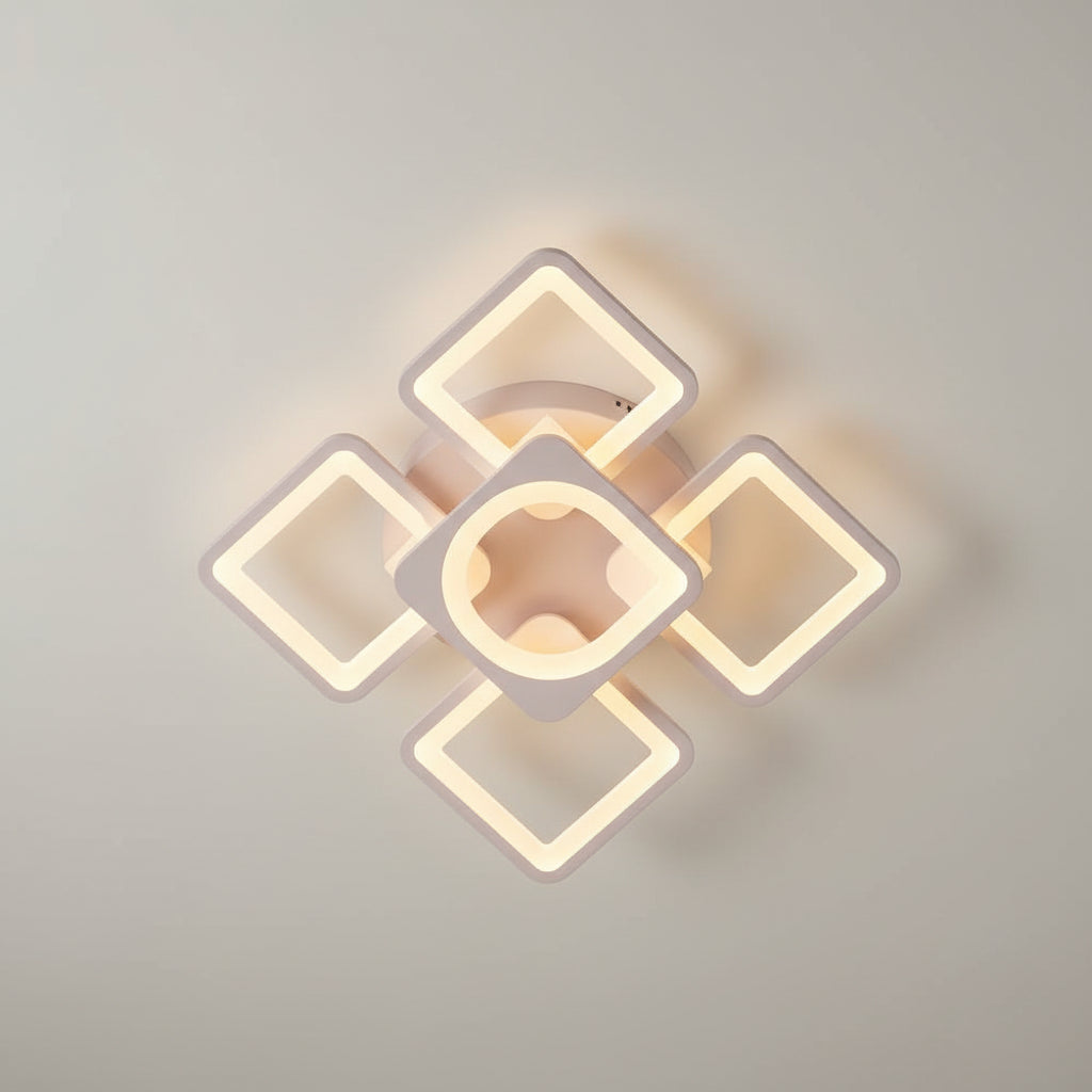 Lampadario a LED con telecomando ZOE 70W, 5 Quadrati, Luce Fredda/Calda/Neutra, Dimmerabile, Lampadario a LED Bianco con telecomando Titolo predefinito Alessandro Design