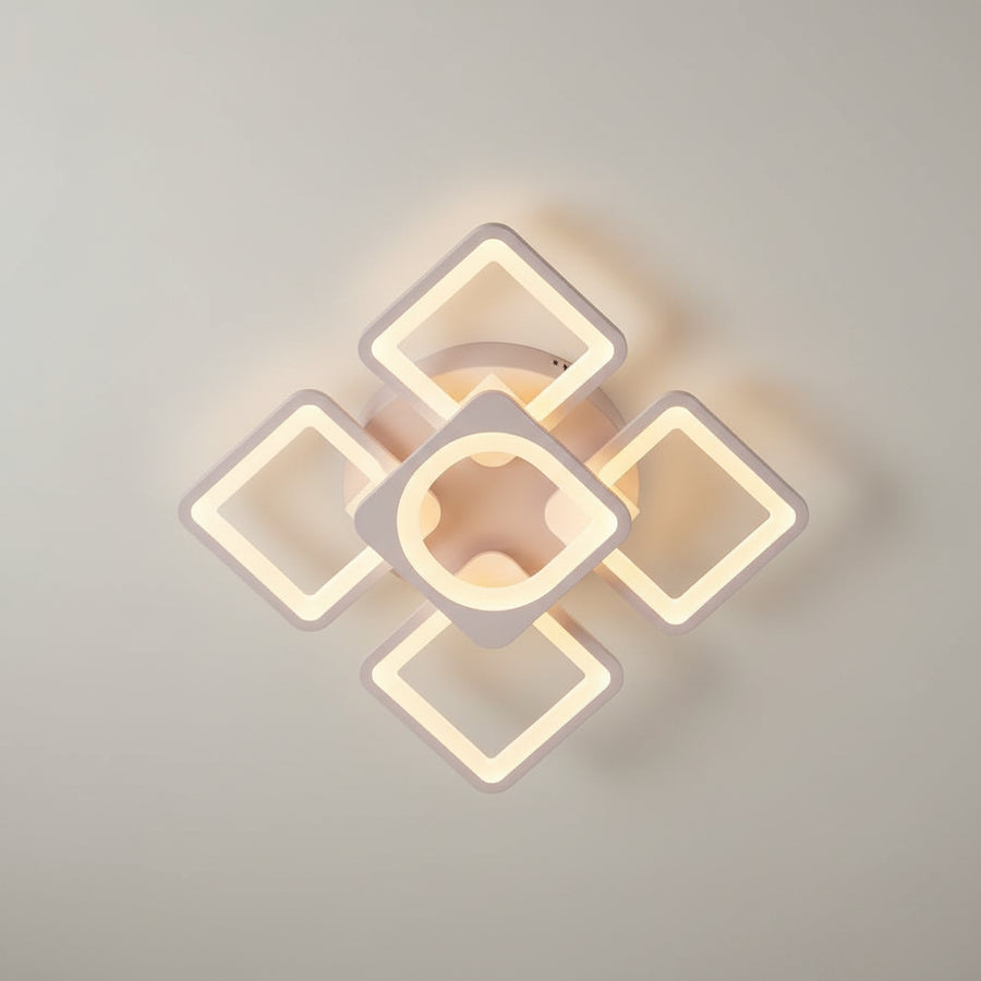 Lampadario a LED con telecomando ZOE 70W, 5 Quadrati, Luce Fredda/Calda/Neutra, Dimmerabile, Lampadario a LED Bianco con telecomando Titolo predefinito Alessandro Design