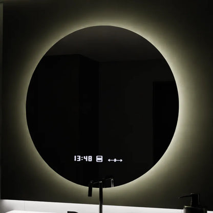 Specchio rotondo a LED, 80 cm, Serenite MotionGlow Marcello, sistema antiappannamento, orologio e termometro, specchi dimmerabili Marcello Titolo predefinito Alessandro Design