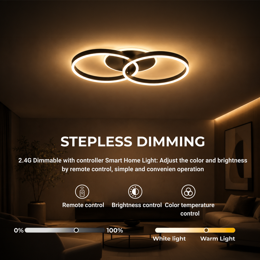 Lampadario LED con telecomando RIGA LILITH 34W, 2 Cerchi, Luce Fredda/Calda/Neutra, Dimmerabile, Nero Lampadari LED con Telecomando Titolo predefinito Alessandro Design